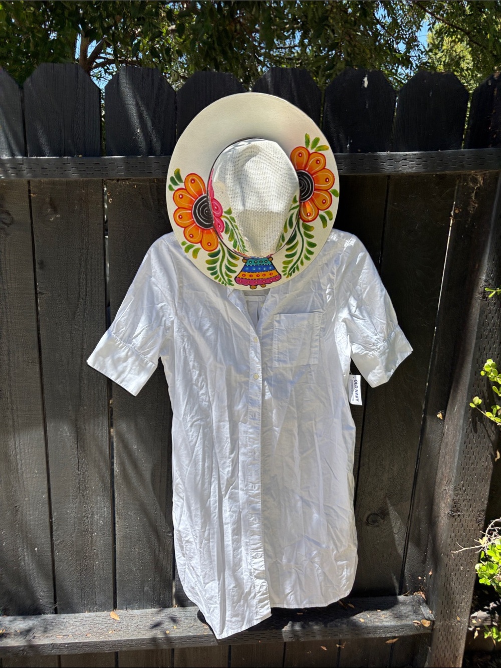 NWT Old Navy 100% cotton White Button up Dress